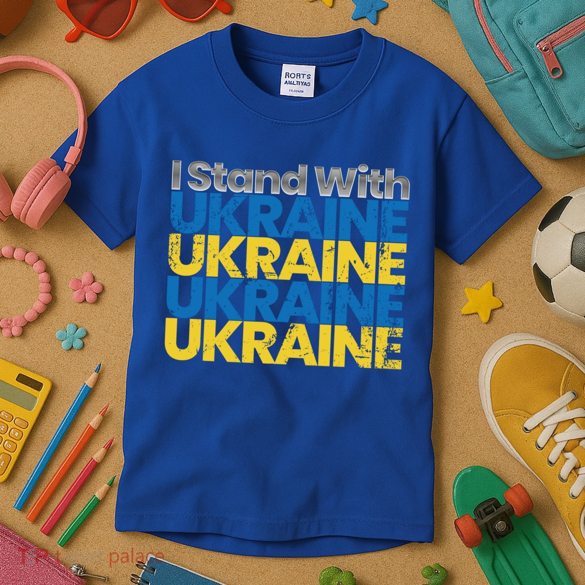 I Stand With Ukraine Ukrainian Flag Ukrainians Gift Kids T-Shirt