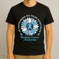 In September We Wear Light Blue Sunflower Prostate Cancer T-Shirt thumb 3