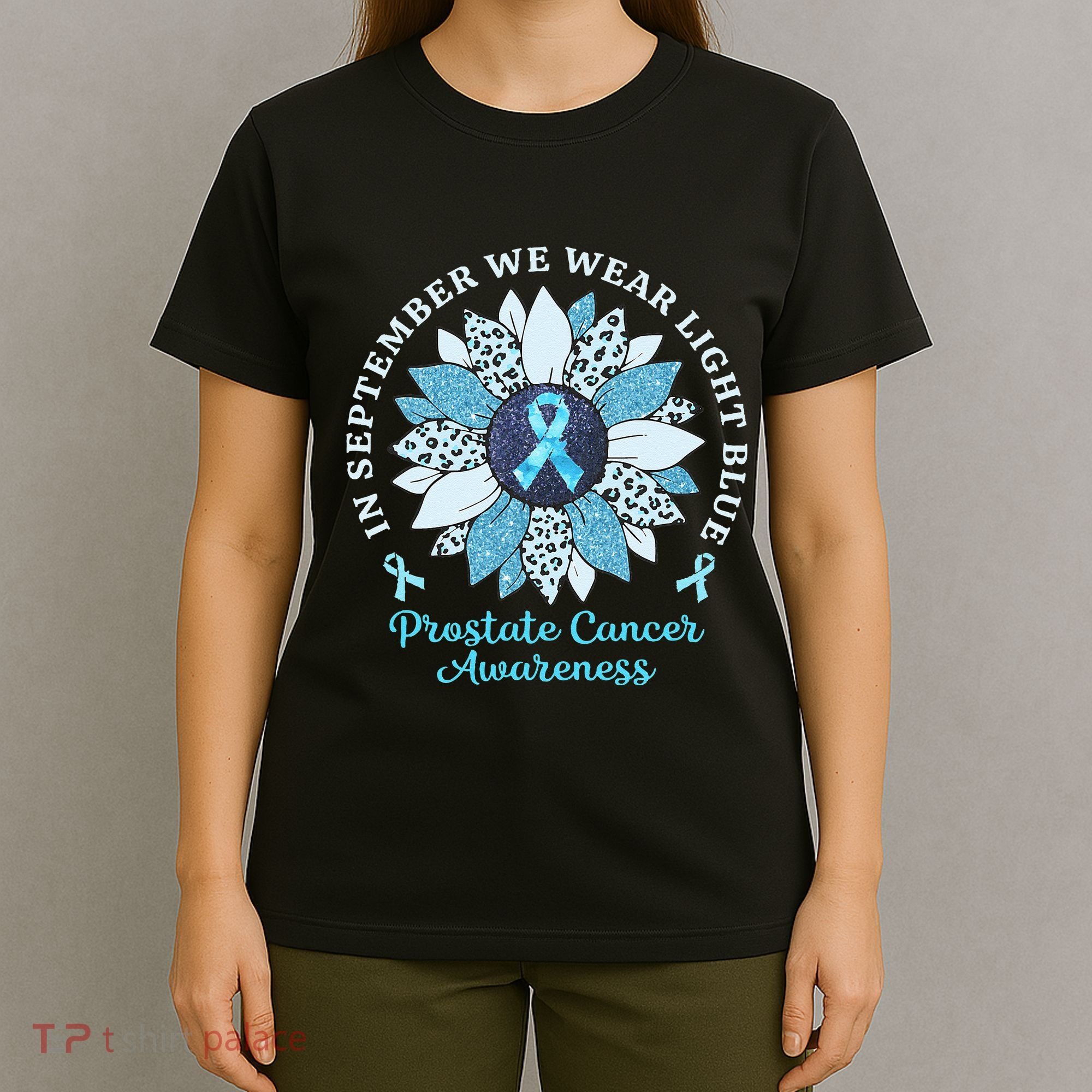 In September We Wear Light Blue Sunflower Prostate Cancer T-Shirt