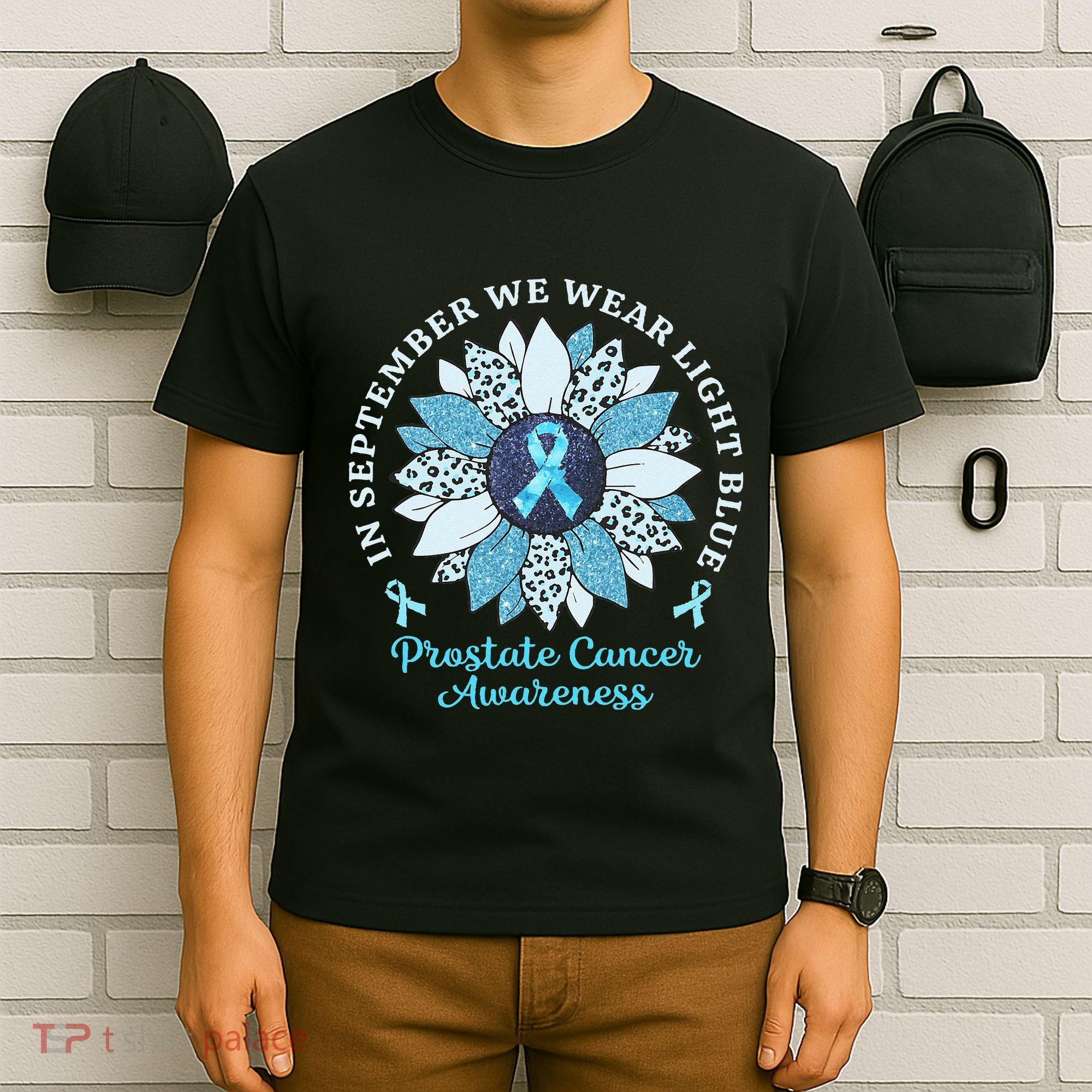 In September We Wear Light Blue Sunflower Prostate Cancer T-Shirt