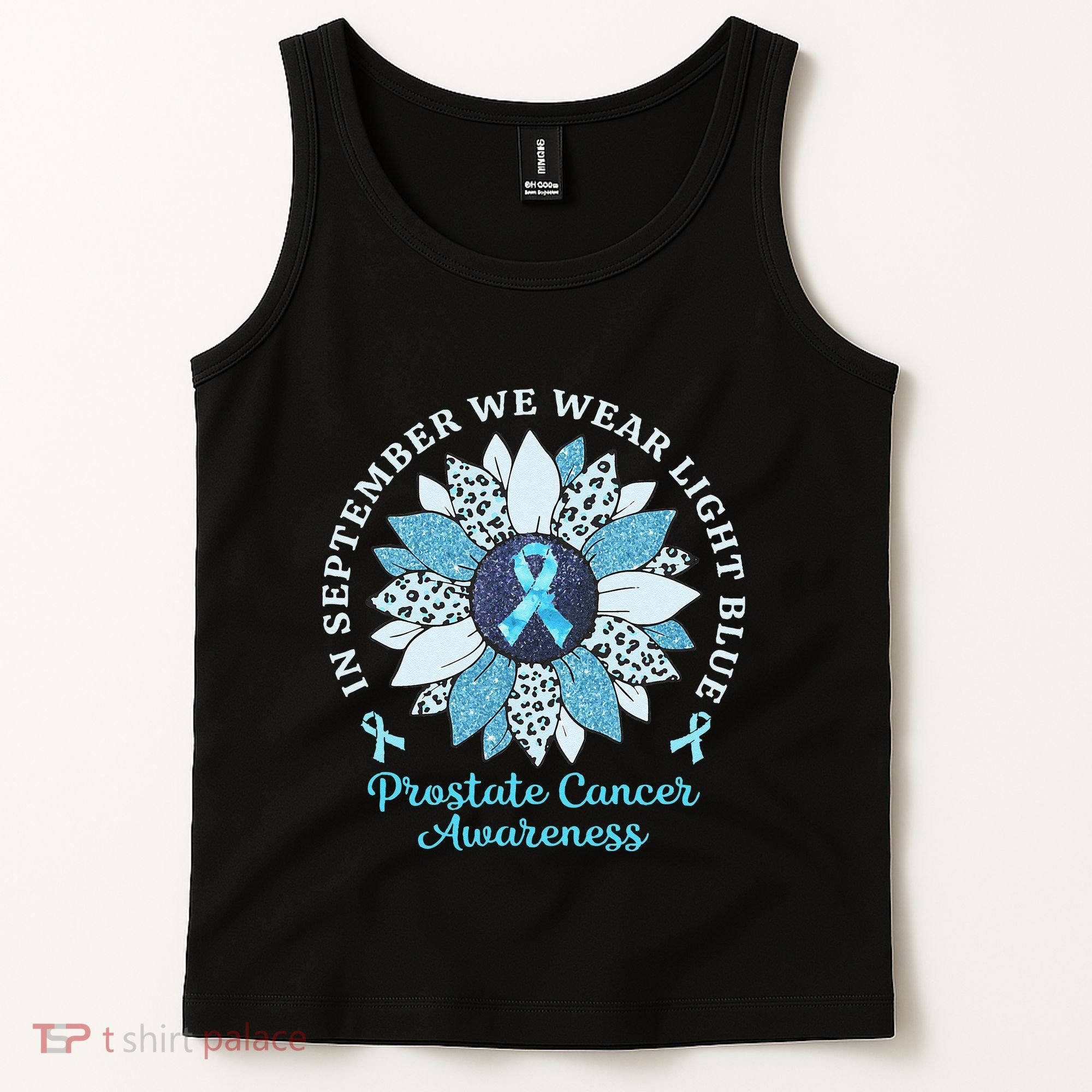 In September We Wear Light Blue Sunflower Prostate Cancer Tank Top