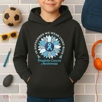 In September We Wear Light Blue Sunflower Prostate Cancer Kids Hoodie thumb 2