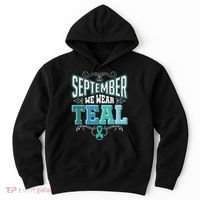 In September We Wear Teal Rainbow Ovarian Cancer Awareness Tank Top Hoodie thumb 0