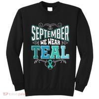 In September We Wear Teal Rainbow Ovarian Cancer Awareness Tank Top Sweatshirt thumb 0
