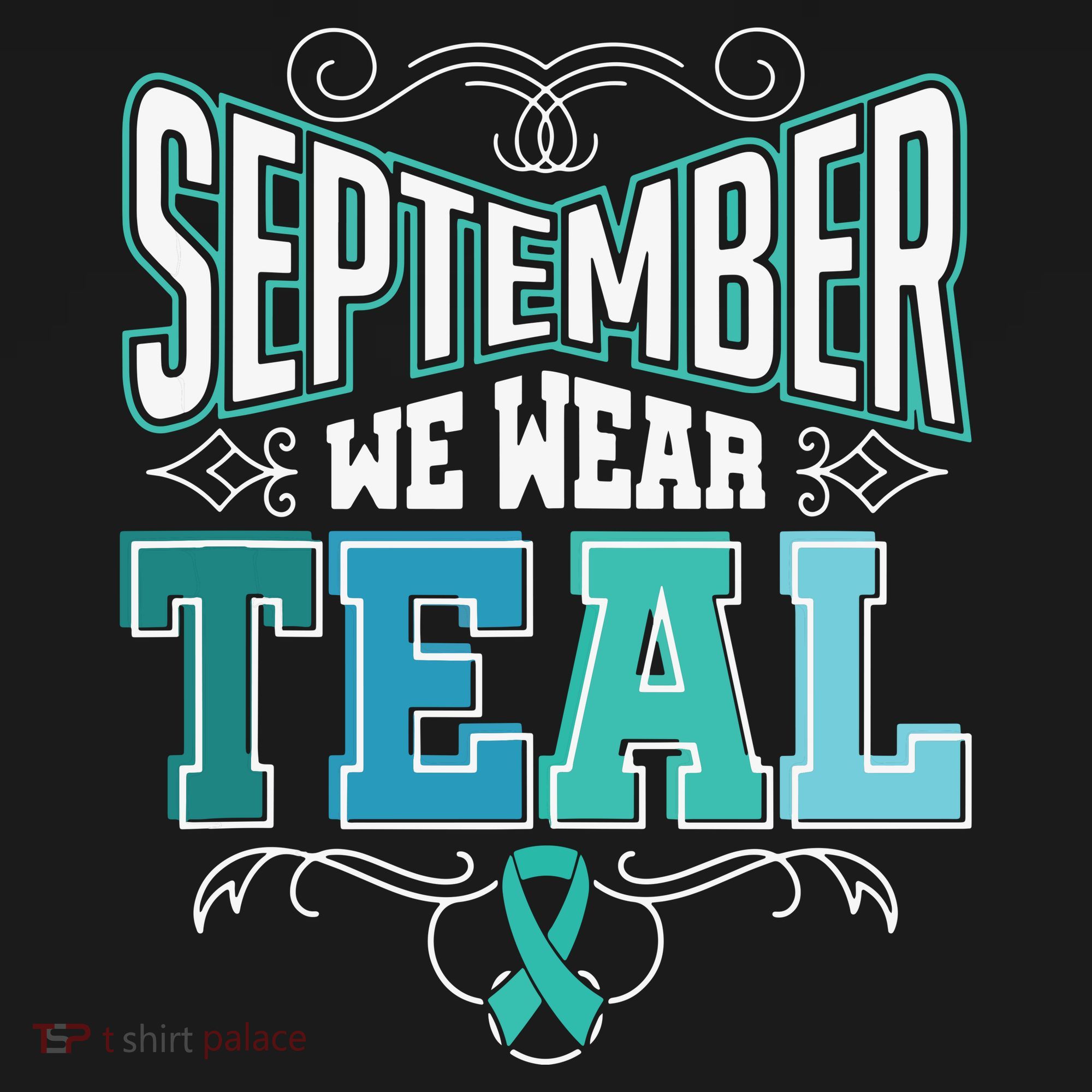 In September We Wear Teal Rainbow Ovarian Cancer Awareness Tank Top Coaster