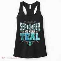 In September We Wear Teal Rainbow Ovarian Cancer Awareness Tank Top Women's Tank Top thumb 0
