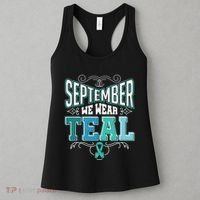 In September We Wear Teal Rainbow Ovarian Cancer Awareness Tank Top Women's Tank Top thumb 3