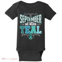 In September We Wear Teal Rainbow Ovarian Cancer Awareness Tank Top Baby Bodysuit thumb 0