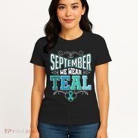 In September We Wear Teal Rainbow Ovarian Cancer Awareness Tank Top Women's T-Shirt thumb 4