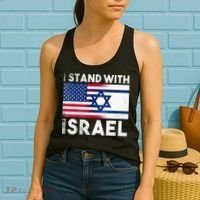 I Stand With Israel Pray For Israel US and Israel Flag Women's Tank Top thumb 2