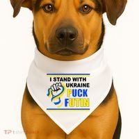 I Stand With Ukraine Puck Futin (Putin) USA-Made Doggie Bandana thumb 1