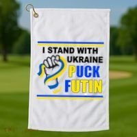 I Stand With Ukraine Puck Futin (Putin) Golf Towel thumb 1