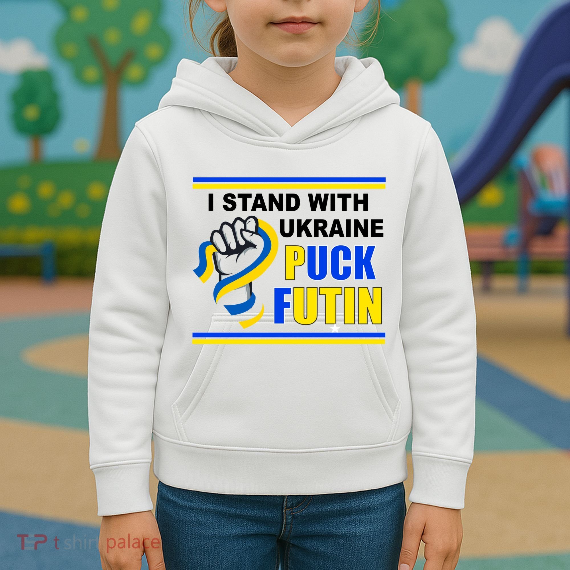 I Stand With Ukraine Puck Futin (Putin) Kids Hoodie