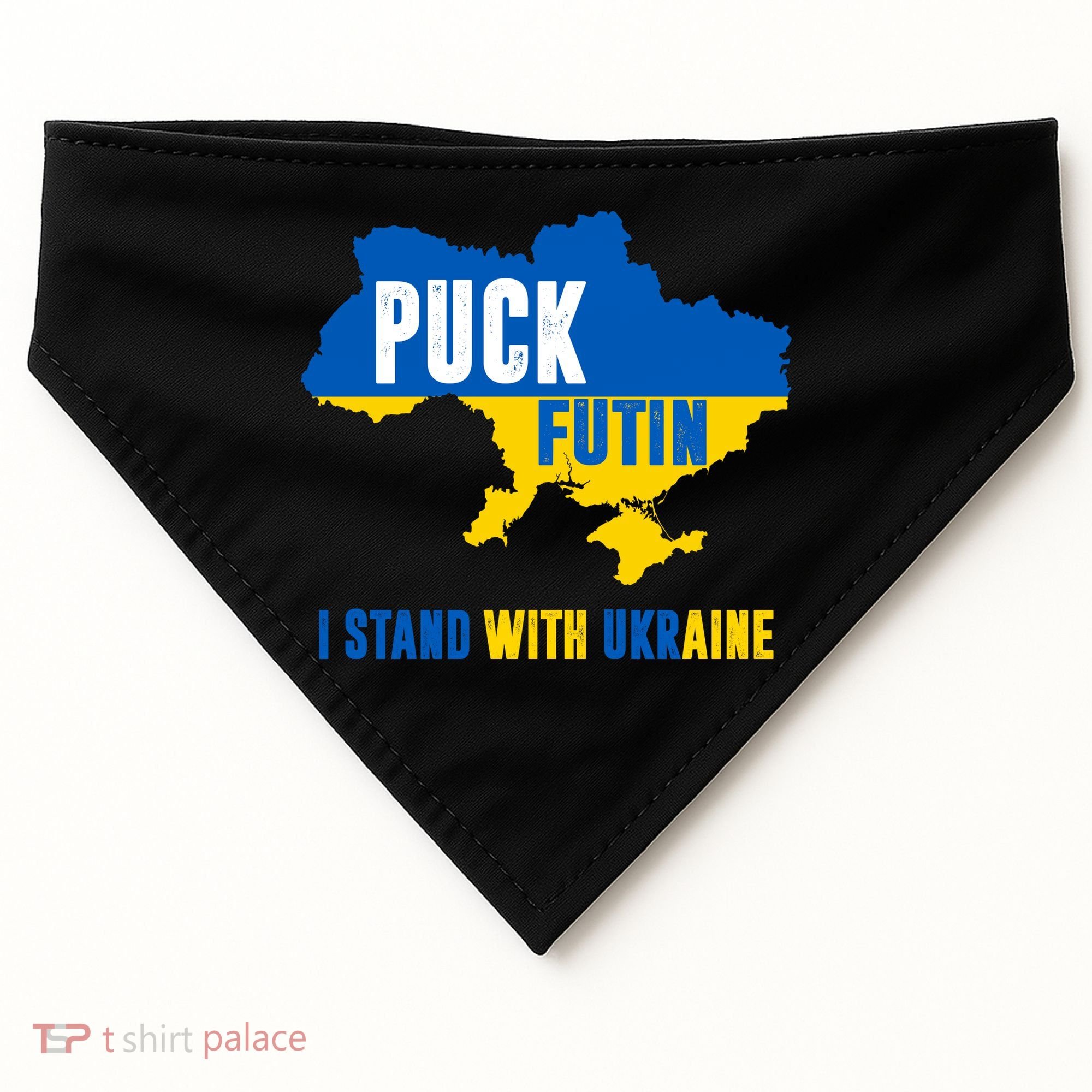 I Stand With Ukraine Puck Futin USA-Made Doggie Bandana