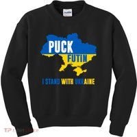 I Stand With Ukraine Puck Futin Kids Sweatshirt thumb 0