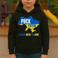 I Stand With Ukraine Puck Futin Kids Hoodie thumb 3