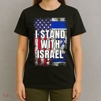 I Stand With Israel USA Israeli Flag T-Shirt thumb 4