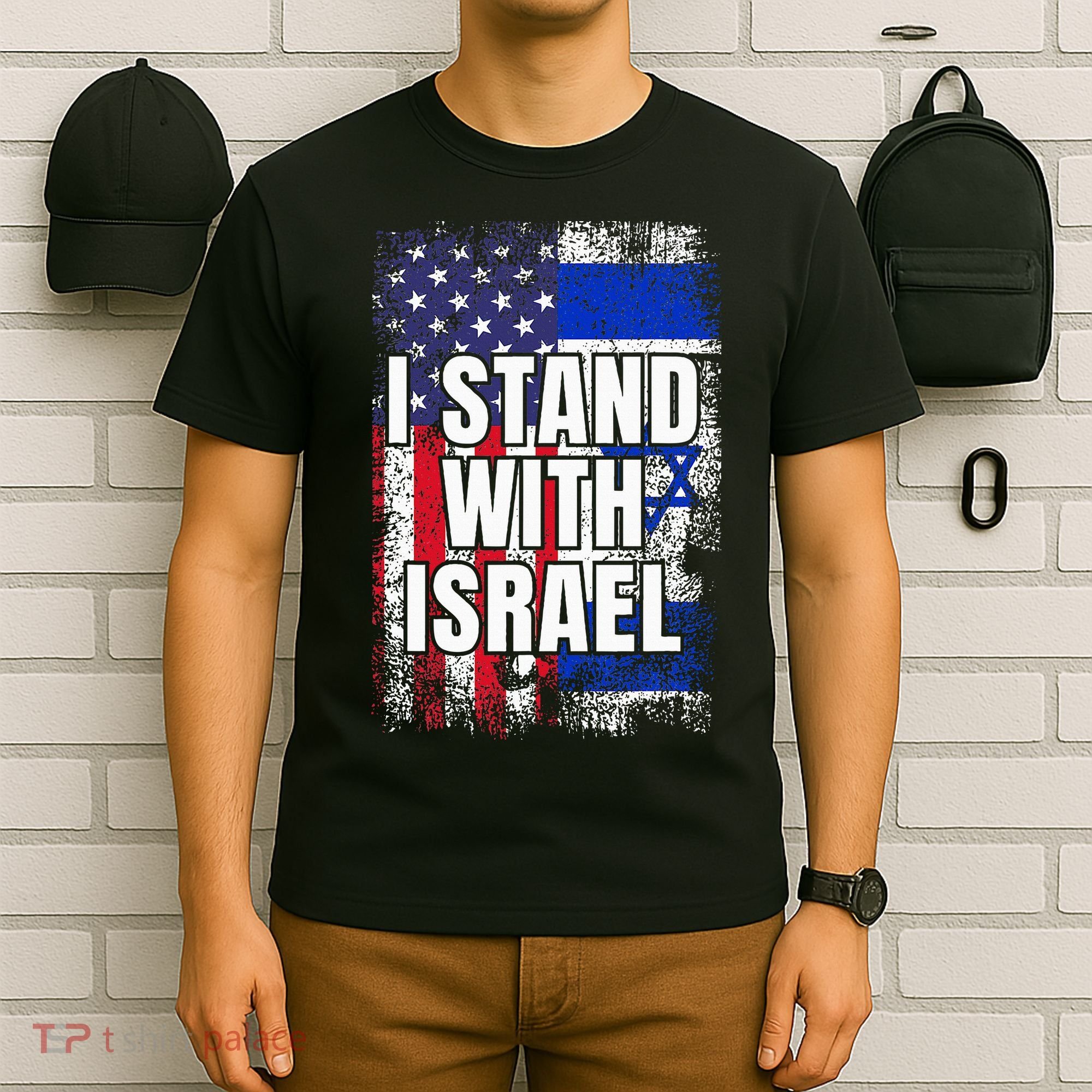 I Stand With Israel USA Israeli Flag T-Shirt