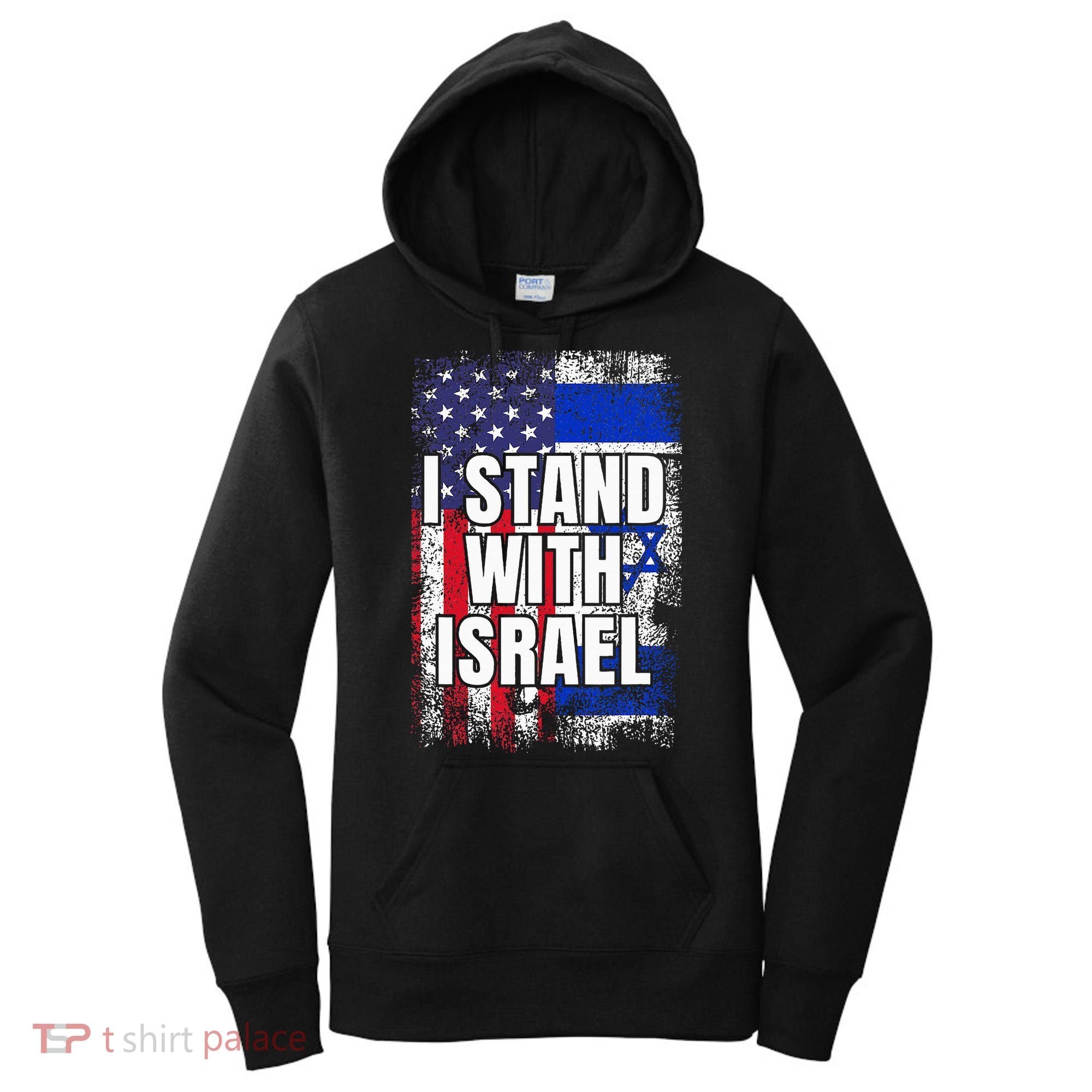 I Stand With Israel USA Israeli Flag Women's Hoodie