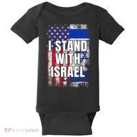 I Stand With Israel USA Israeli Flag Baby Bodysuit thumb 0