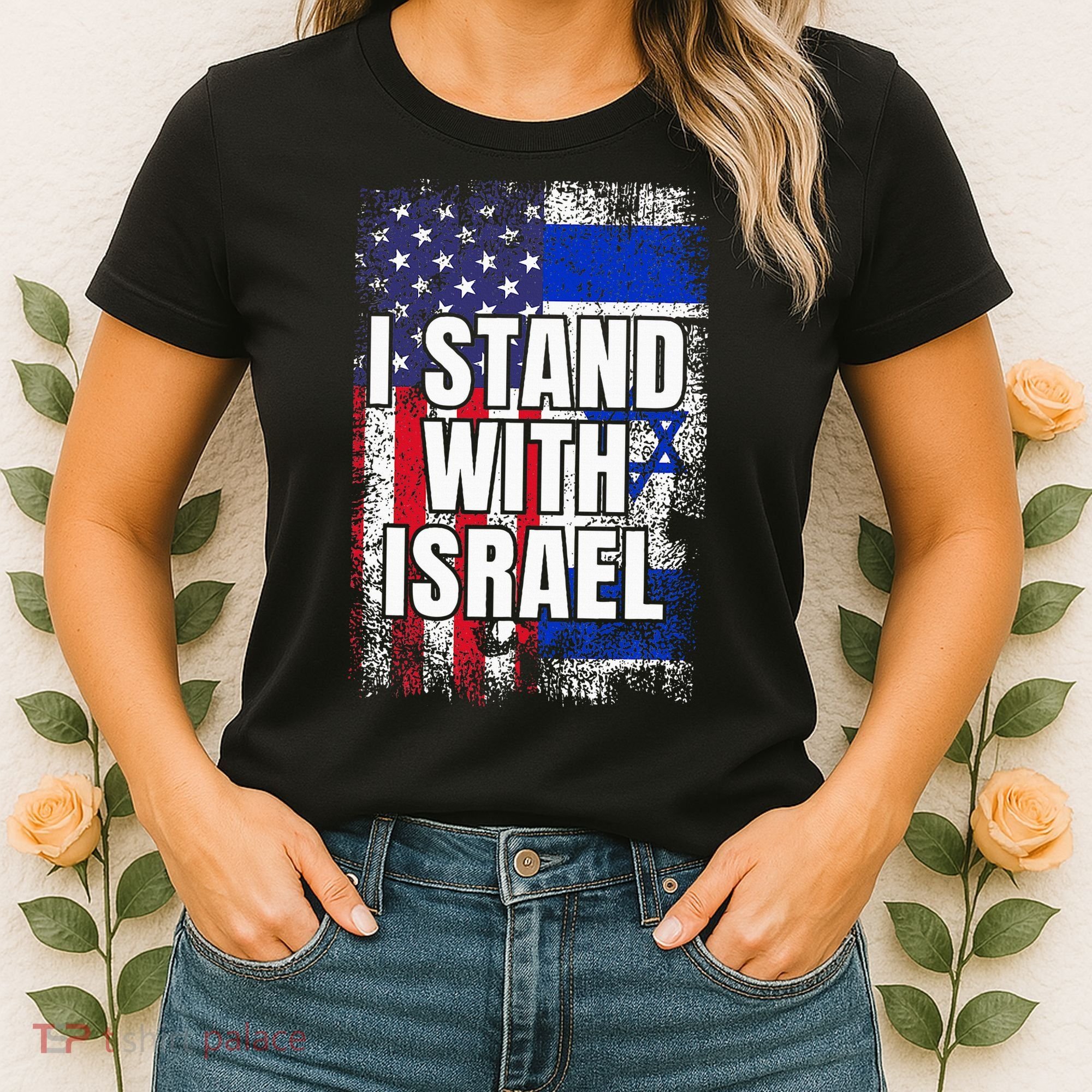 I Stand With Israel USA Israeli Flag Women's T-Shirt