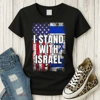 I Stand With Israel USA Israeli Flag Women's T-Shirt thumb 3