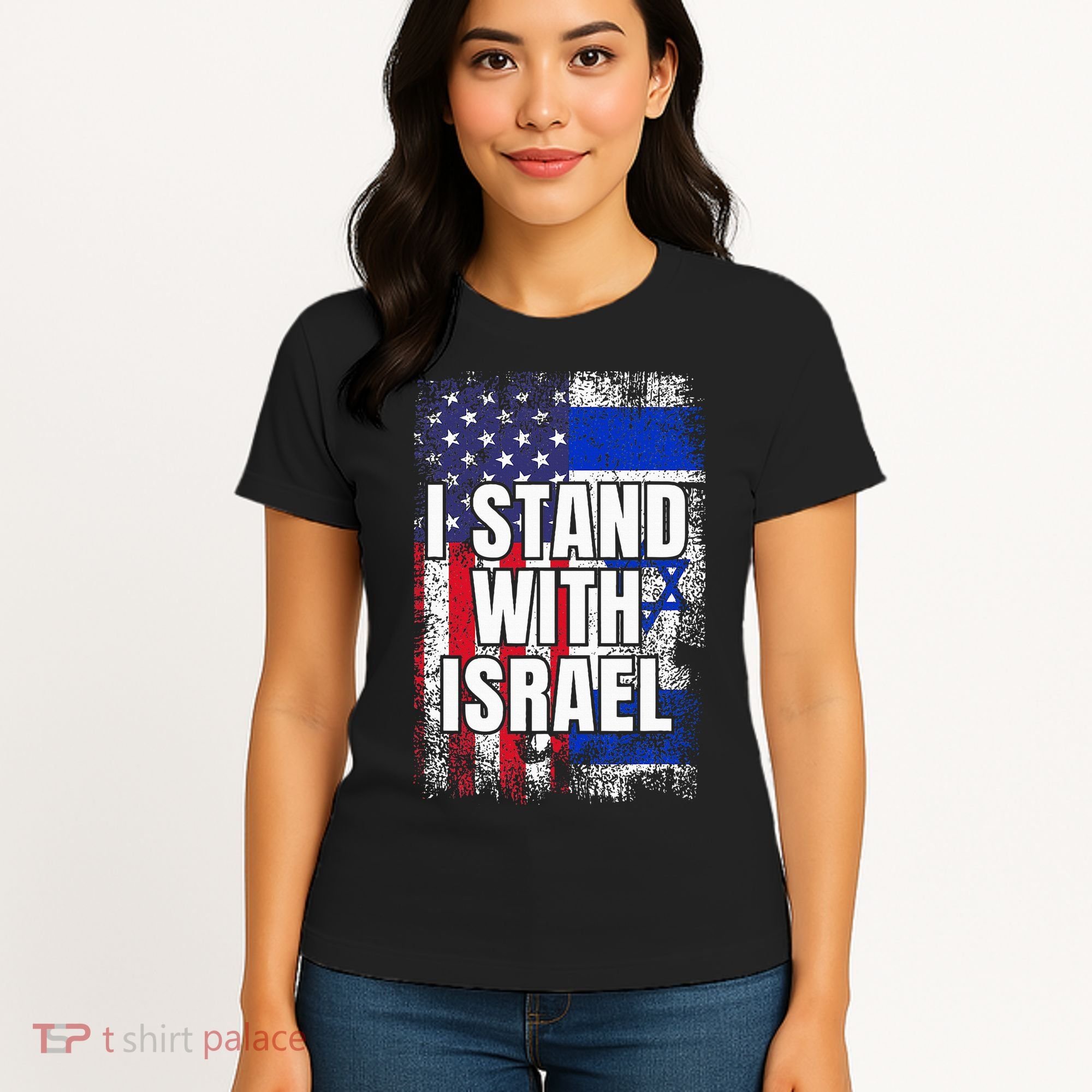 I Stand With Israel USA Israeli Flag Women's T-Shirt