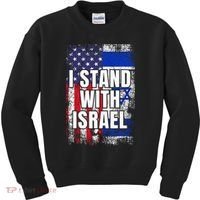 I Stand With Israel USA Israeli Flag Kids Sweatshirt thumb 0
