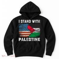 I Stand With Palestine Us Flag Palestinians Flag Hoodie thumb 0