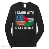 I Stand With Palestine Us Flag Palestinians Flag Long Sleeve Shirt thumb 0