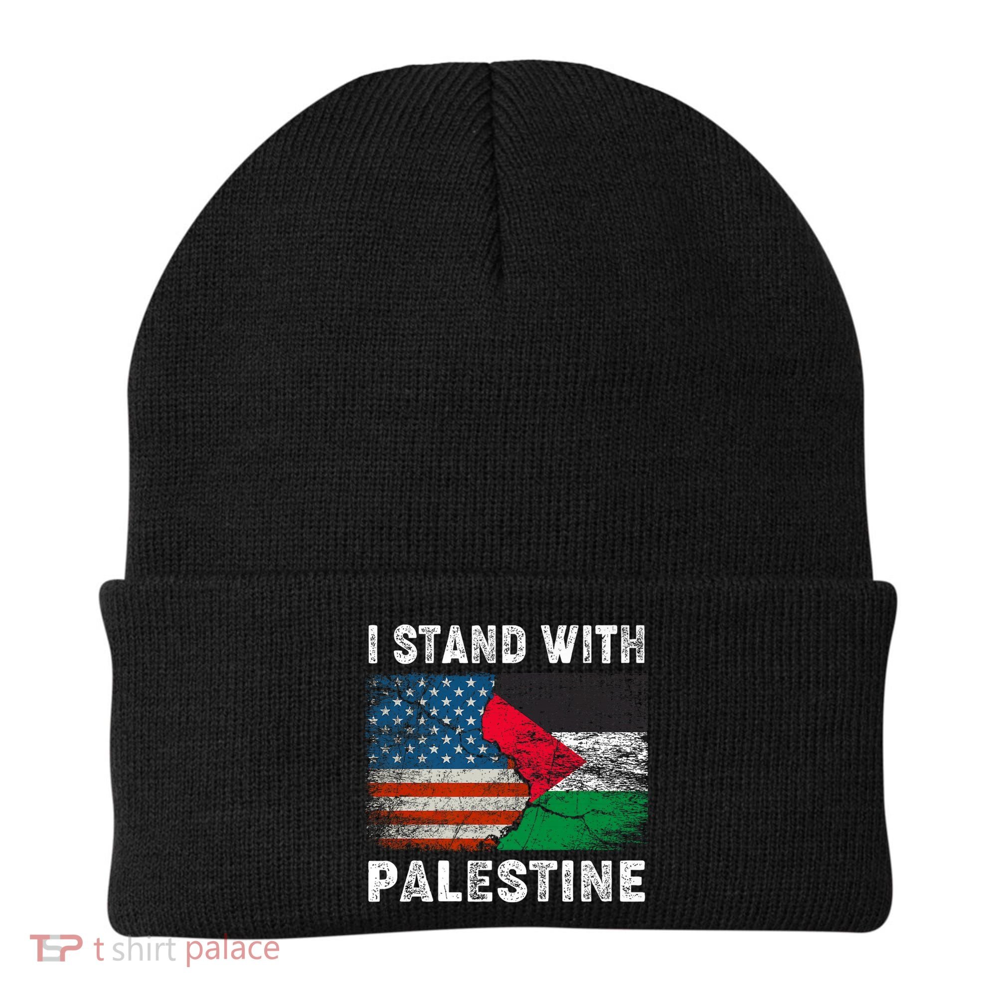 I Stand With Palestine Us Flag Palestinians Flag Beanie