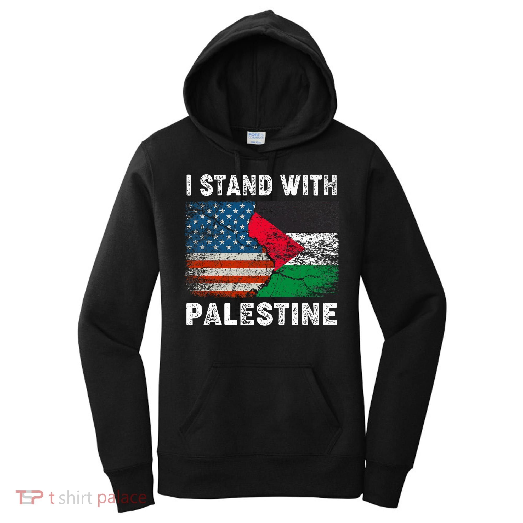 I Stand With Palestine Us Flag Palestinians Flag Women's Hoodie