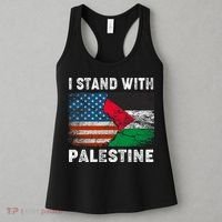 I Stand With Palestine Us Flag Palestinians Flag Women's Tank Top thumb 3