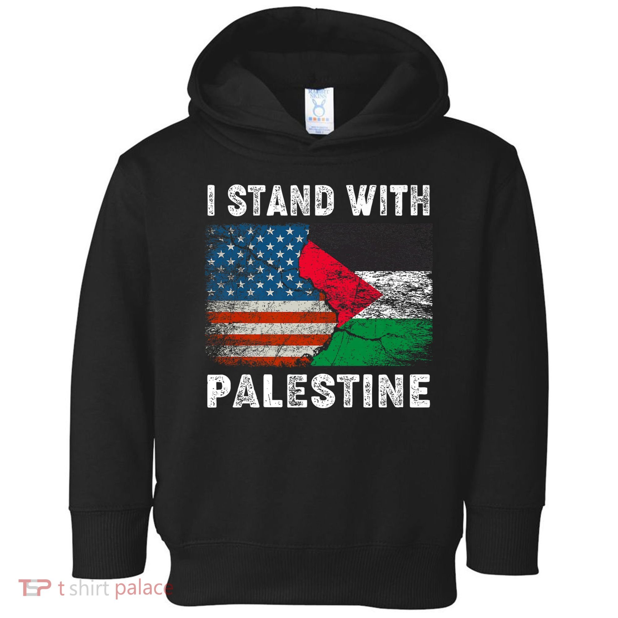 I Stand With Palestine Us Flag Palestinians Flag Toddler Hoodie