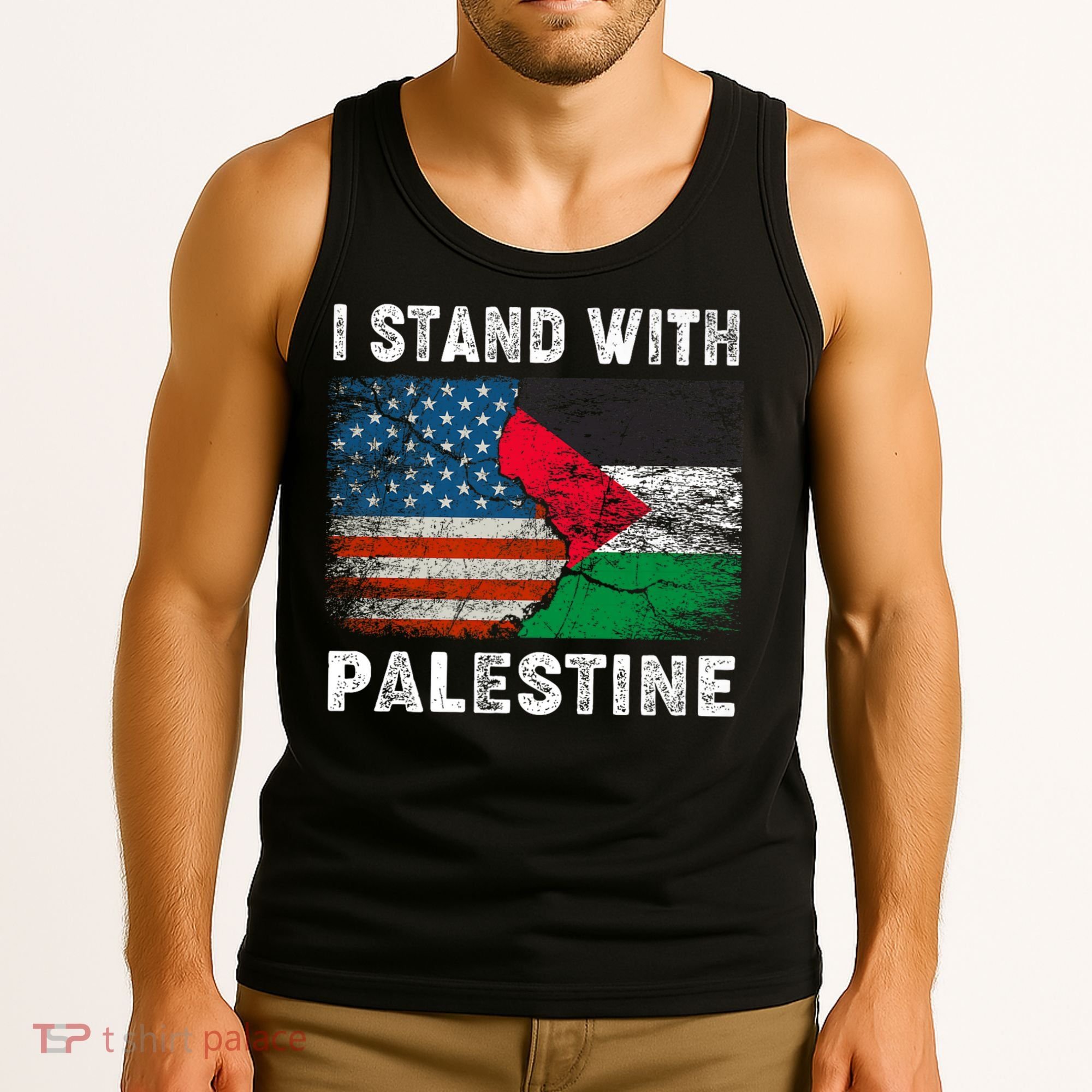 I Stand With Palestine Us Flag Palestinians Flag Tank Top