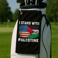 I Stand With Palestine Us Flag Palestinians Flag Golf Towel thumb 2
