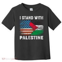 I Stand With Palestine Us Flag Palestinians Flag Toddler T-Shirt thumb 0
