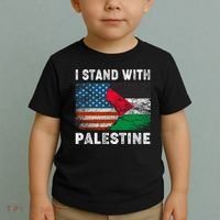 I Stand With Palestine Us Flag Palestinians Flag Toddler T-Shirt thumb 2