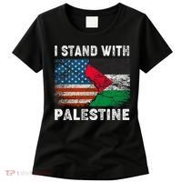 I Stand With Palestine Us Flag Palestinians Flag Women's T-Shirt thumb 0
