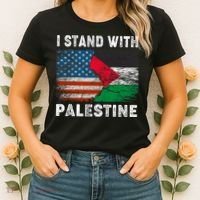 I Stand With Palestine Us Flag Palestinians Flag Women's T-Shirt thumb 2