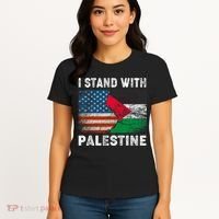 I Stand With Palestine Us Flag Palestinians Flag Women's T-Shirt thumb 4