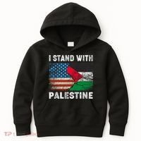 I Stand With Palestine Us Flag Palestinians Flag Kids Hoodie thumb 0