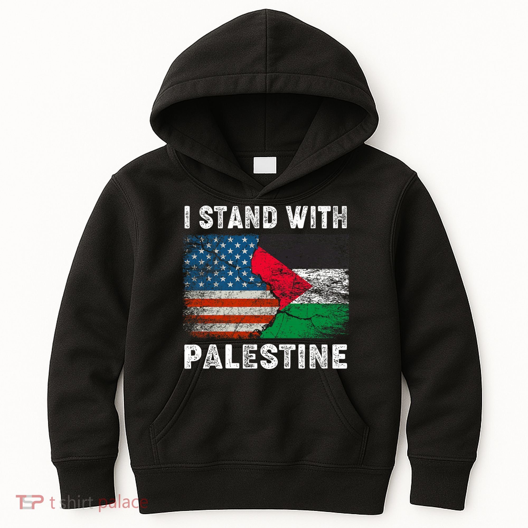 I Stand With Palestine Us Flag Palestinians Flag Kids Hoodie