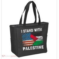I Stand With Palestine Us Flag Palestinians Flag Tote Bag thumb 2