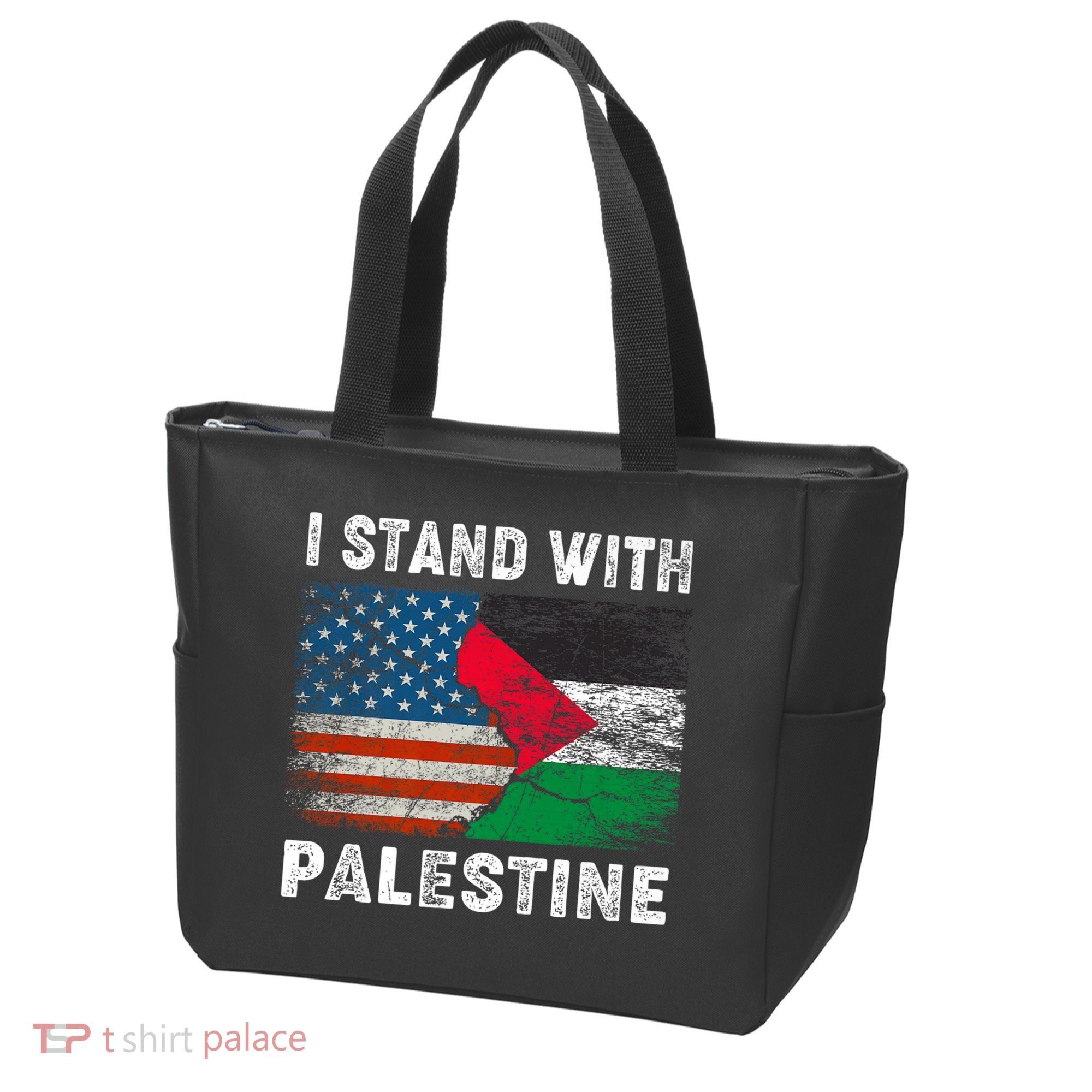 I Stand With Palestine Us Flag Palestinians Flag Tote Bag