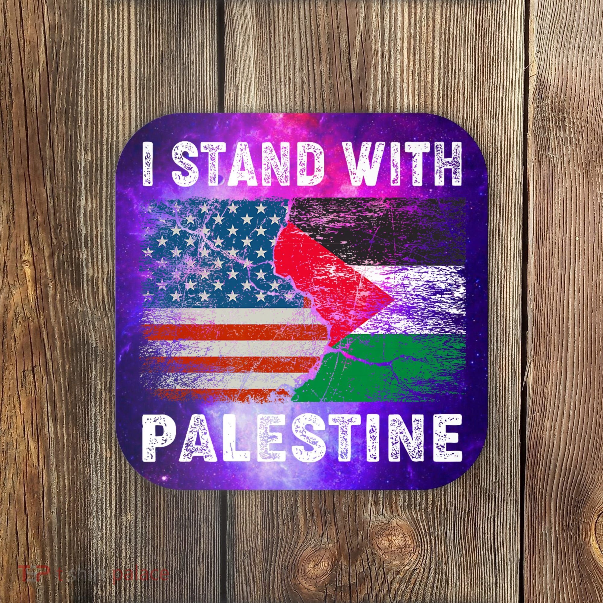 I Stand With Palestine Us Flag Palestinians Flag Coaster