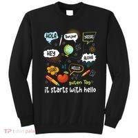 It Starts With Hello Friendship Inclusion Language Sweatshirt thumb 0