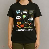 It Starts With Hello Friendship Inclusion Language T-Shirt thumb 4
