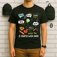 It Starts With Hello Friendship Inclusion Language T-Shirt thumb 6