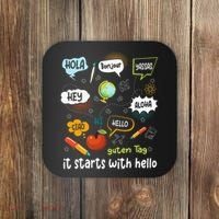It Starts With Hello Friendship Inclusion Language Coaster thumb 0